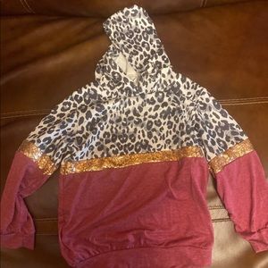Leopard and maroon hoodie